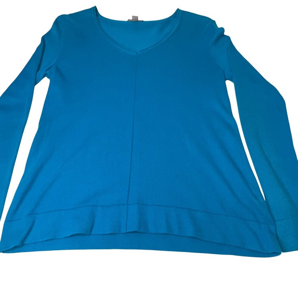 J. Jill Women's  Size XS Petite Blue V-Neck Long Sleeve Sweater Cotton Blend